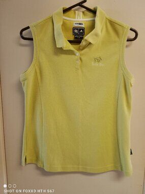 Women's Adidas Climalite Green Sleeveless Polo Shirt Size Large